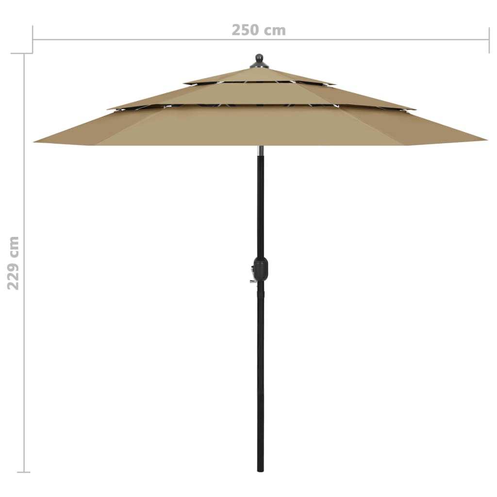 Sodo skėtis CARSON, taupe, 250x229cm