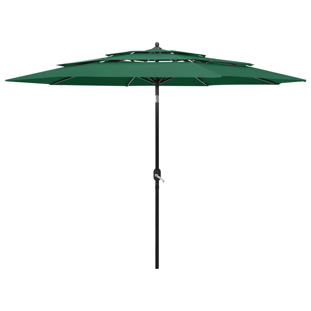 Garden umbrella with aluminum pole, green, 3m, 3 heights