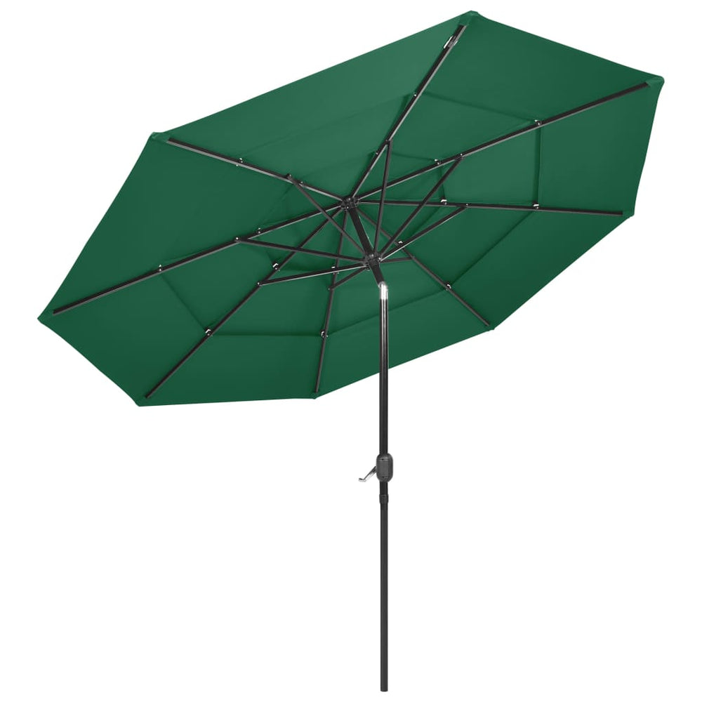 Garden umbrella with aluminum pole, green, 3m, 3 heights