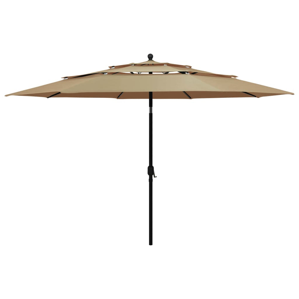 Sodo skėtis su aliuminio stulpu, taupe spalvos, 3,5m, 3 aukščių