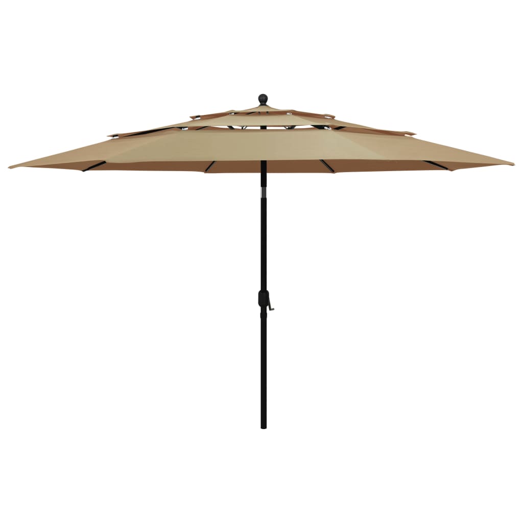 Sodo skėtis su aliuminio stulpu, taupe spalvos, 3,5m, 3 aukščių