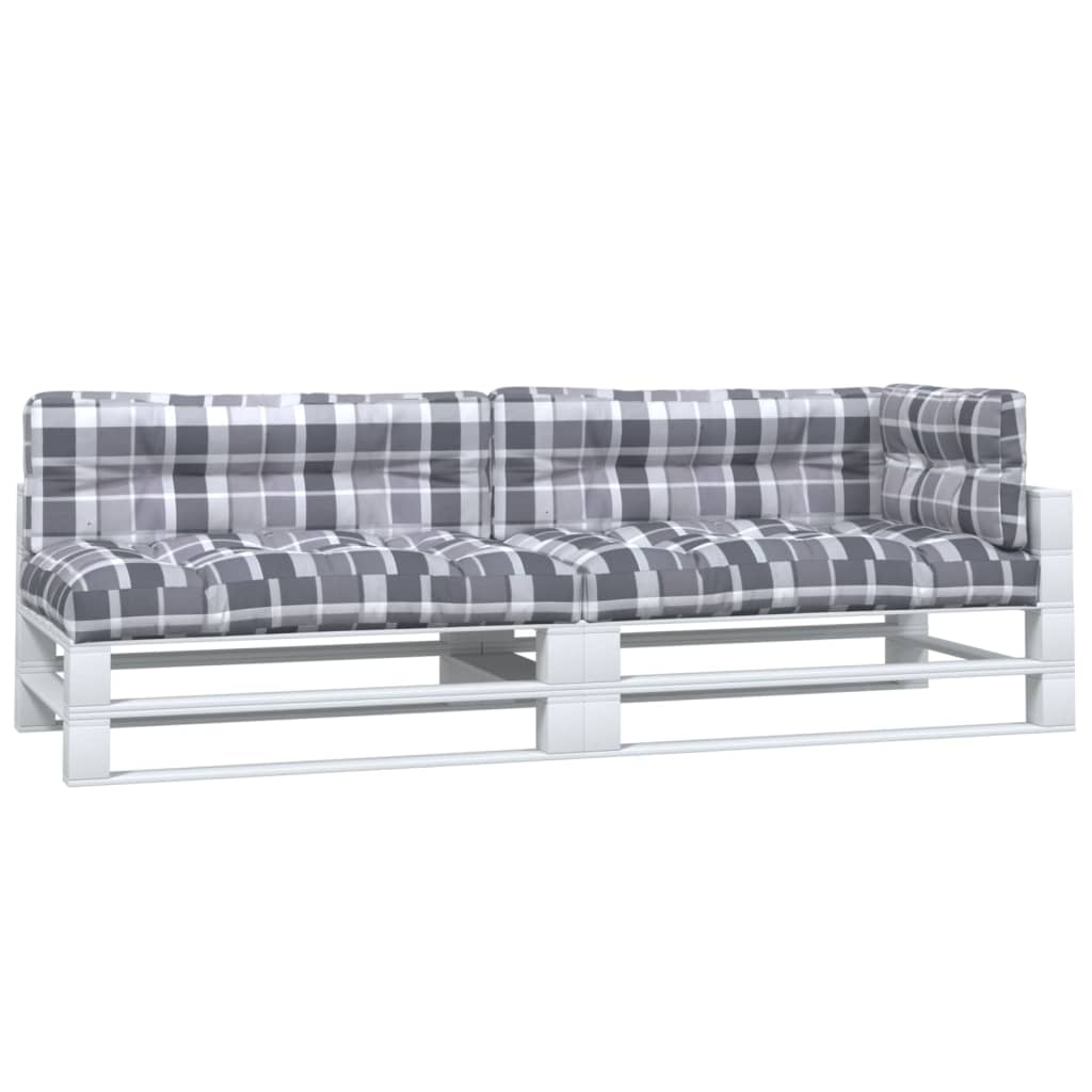 Pallet cushions, 5 pcs, grey, fabric, checkered