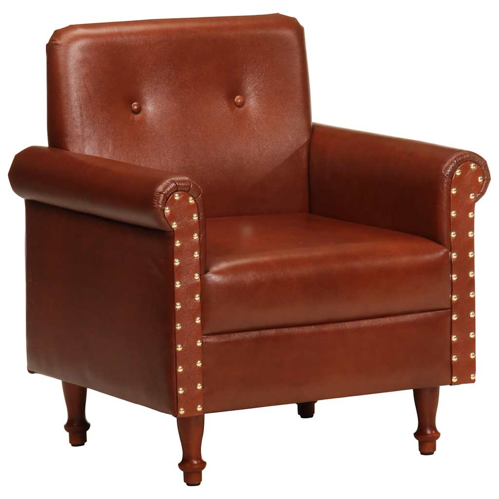 Armchair, brown, genuine leather