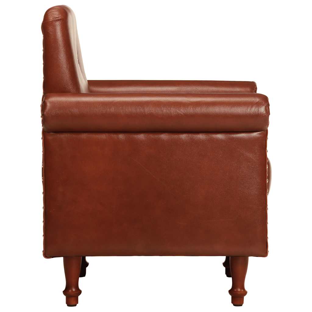 Armchair, brown, genuine leather