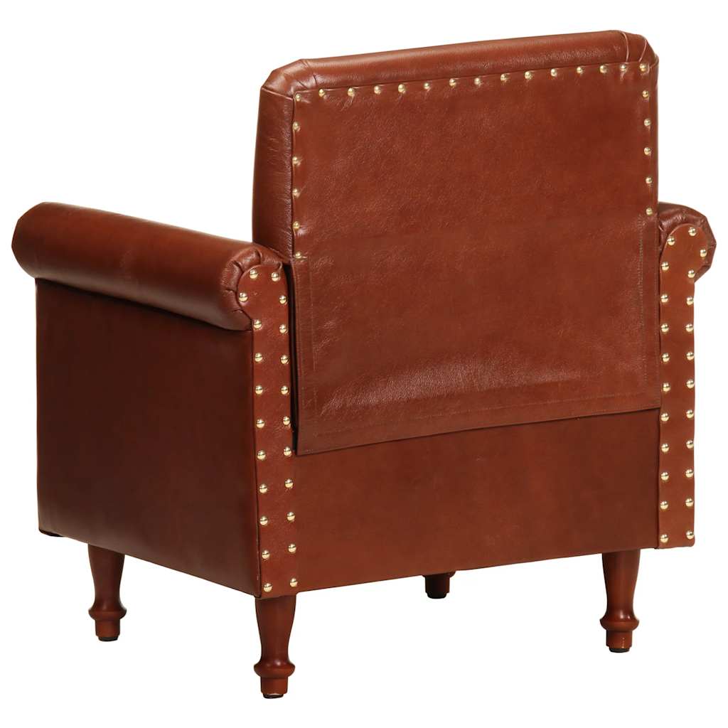 Armchair, brown, genuine leather