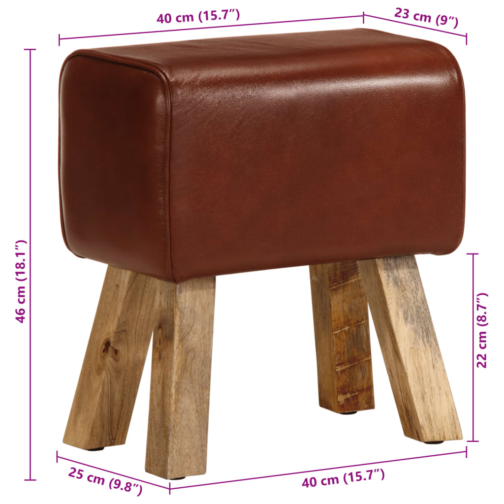 Gimnastikos arklys, rudas, 38cm, tikra oda ir mango masyvas