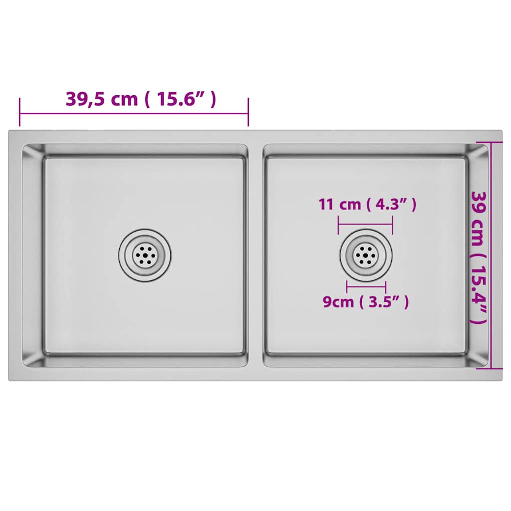 Kitchen sink, handmade, stainless steel