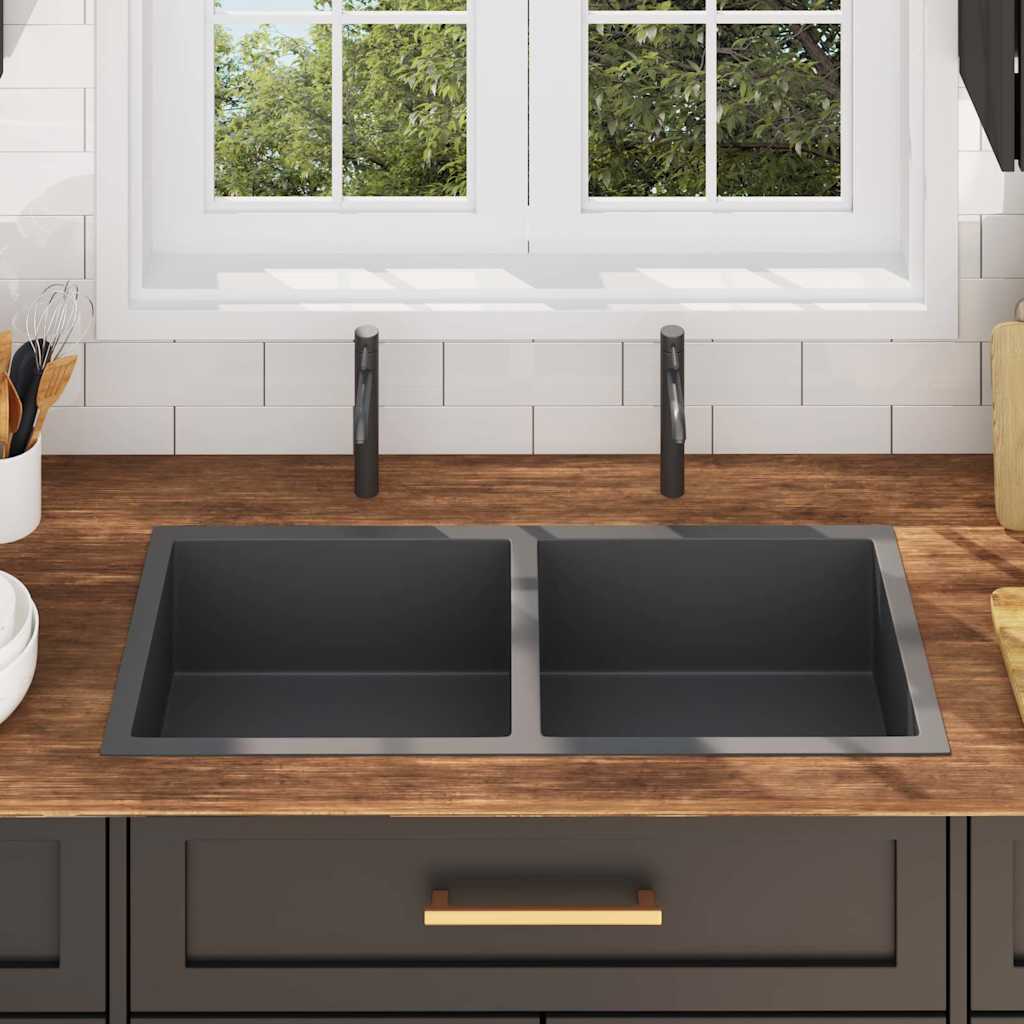 Kitchen sink, black, handmade, stainless steel