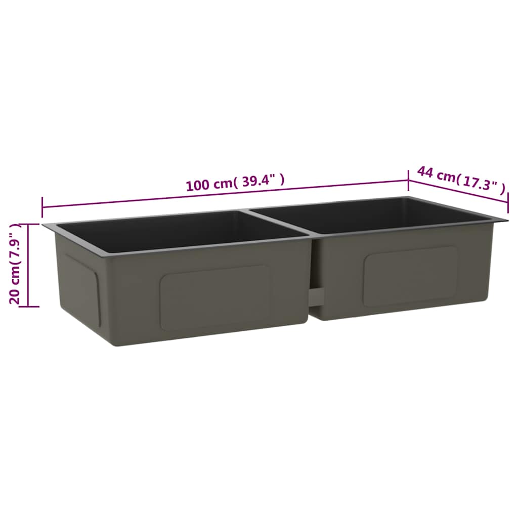 Kitchen sink, black, handmade, stainless steel