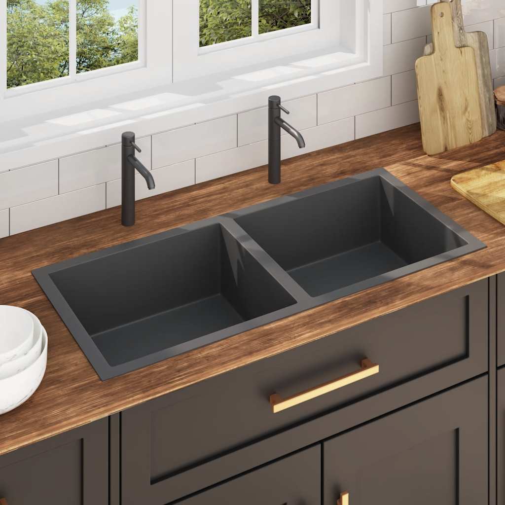 Kitchen sink, black, handmade, stainless steel