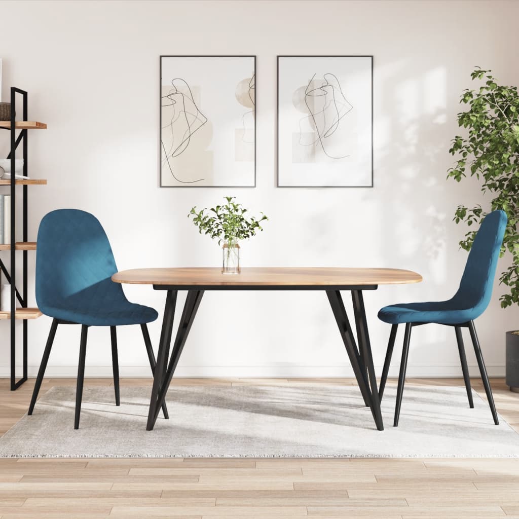 Dining chairs, 2 pcs., blue, velvet