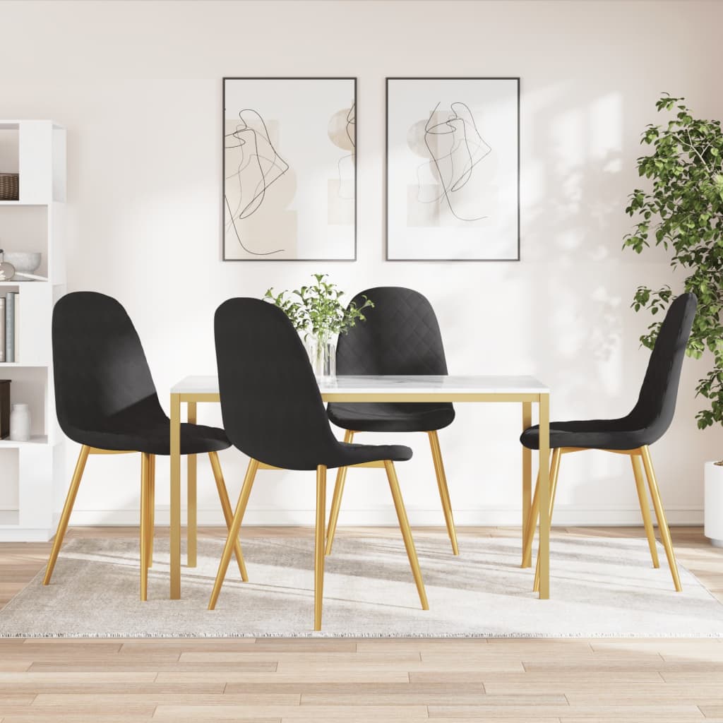 Dining chairs, 4 pcs., black, velvet