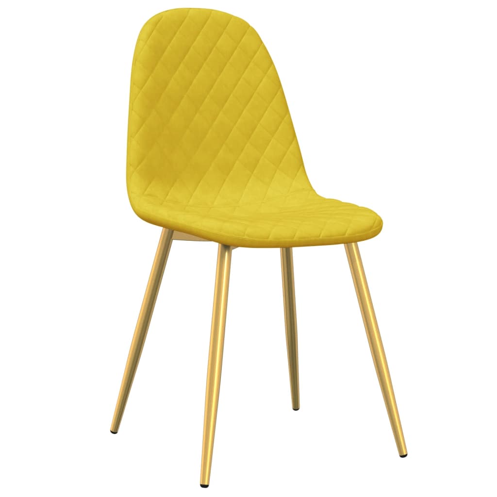 Dining chairs, 4 pcs, mustard yellow, velvet