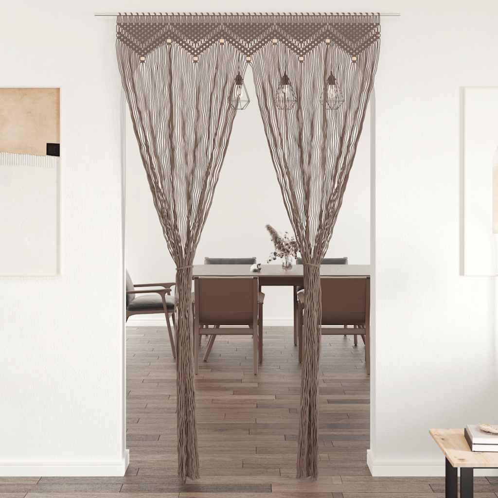 Užuolaida, taupe spalvos, 140x240cm, medvilnė, makrame stilius
