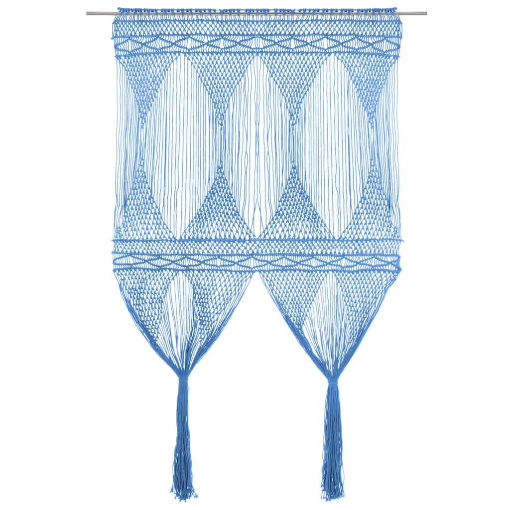 Curtain, blue, 140x240cm, cotton, macrame style