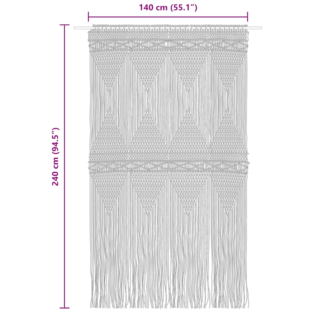 Curtain, blue, 140x240cm, cotton, macrame style