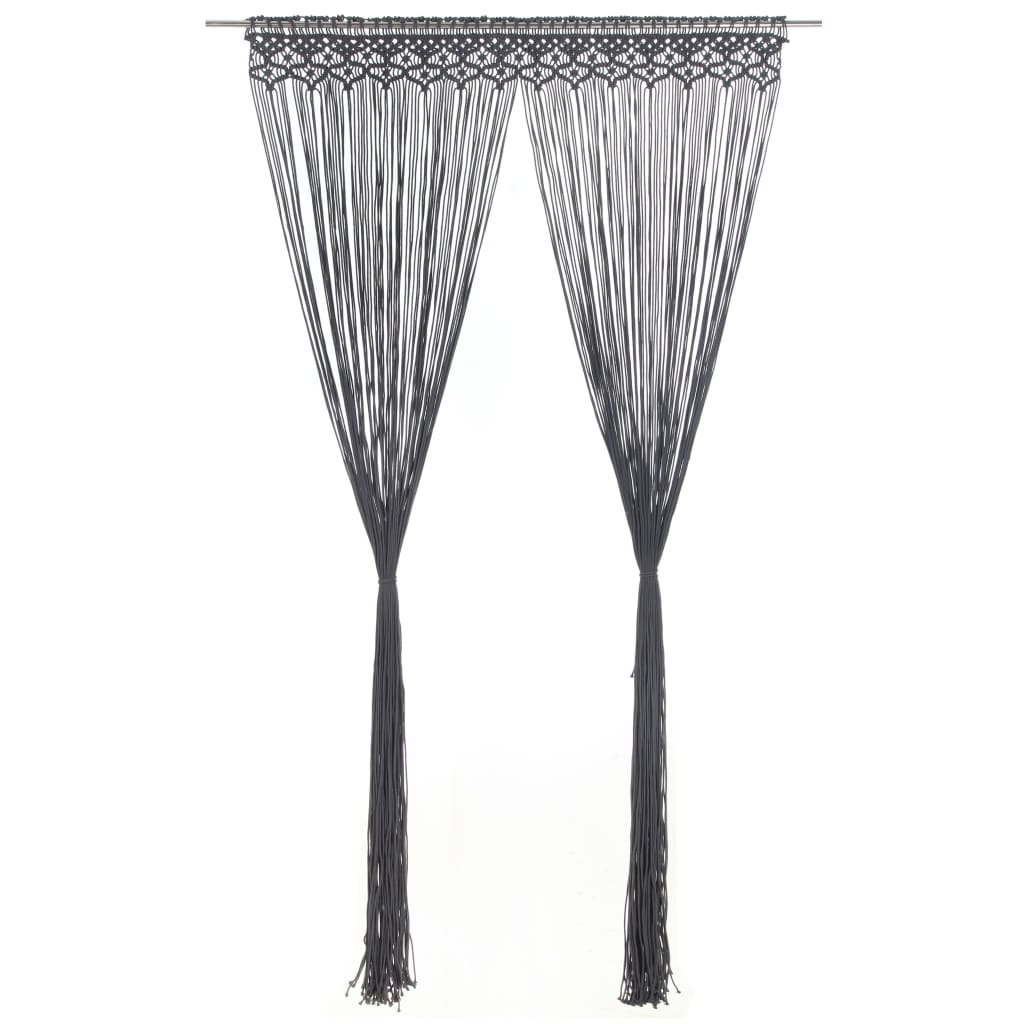 Curtain, anthracite, 140x240cm, cotton, macrame style