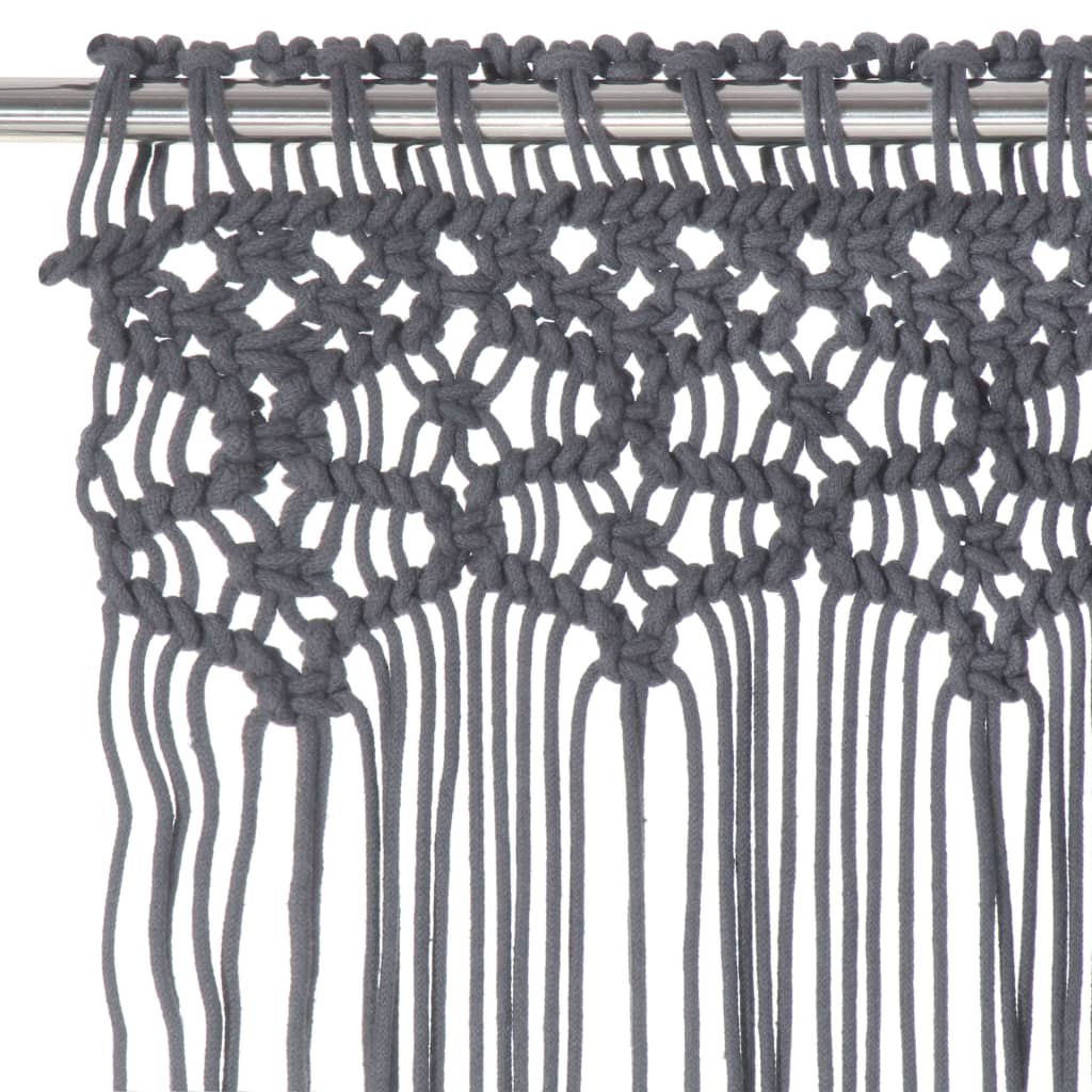 Curtain, anthracite, 140x240cm, cotton, macrame style
