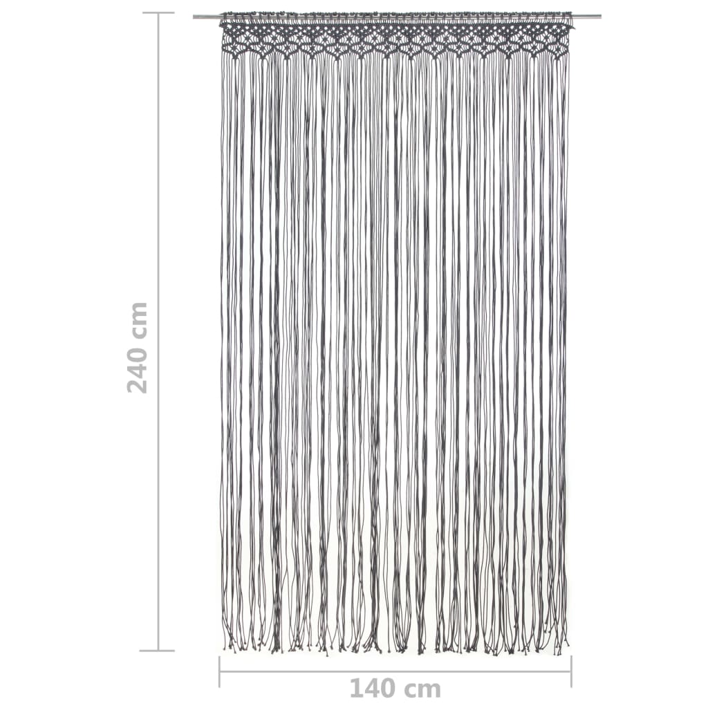 Curtain, anthracite, 140x240cm, cotton, macrame style