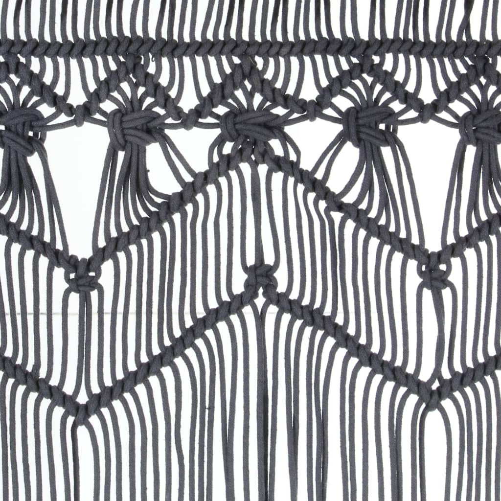 Aizkars, antracīts, 140x240cm, kokvilna, makramē stilā