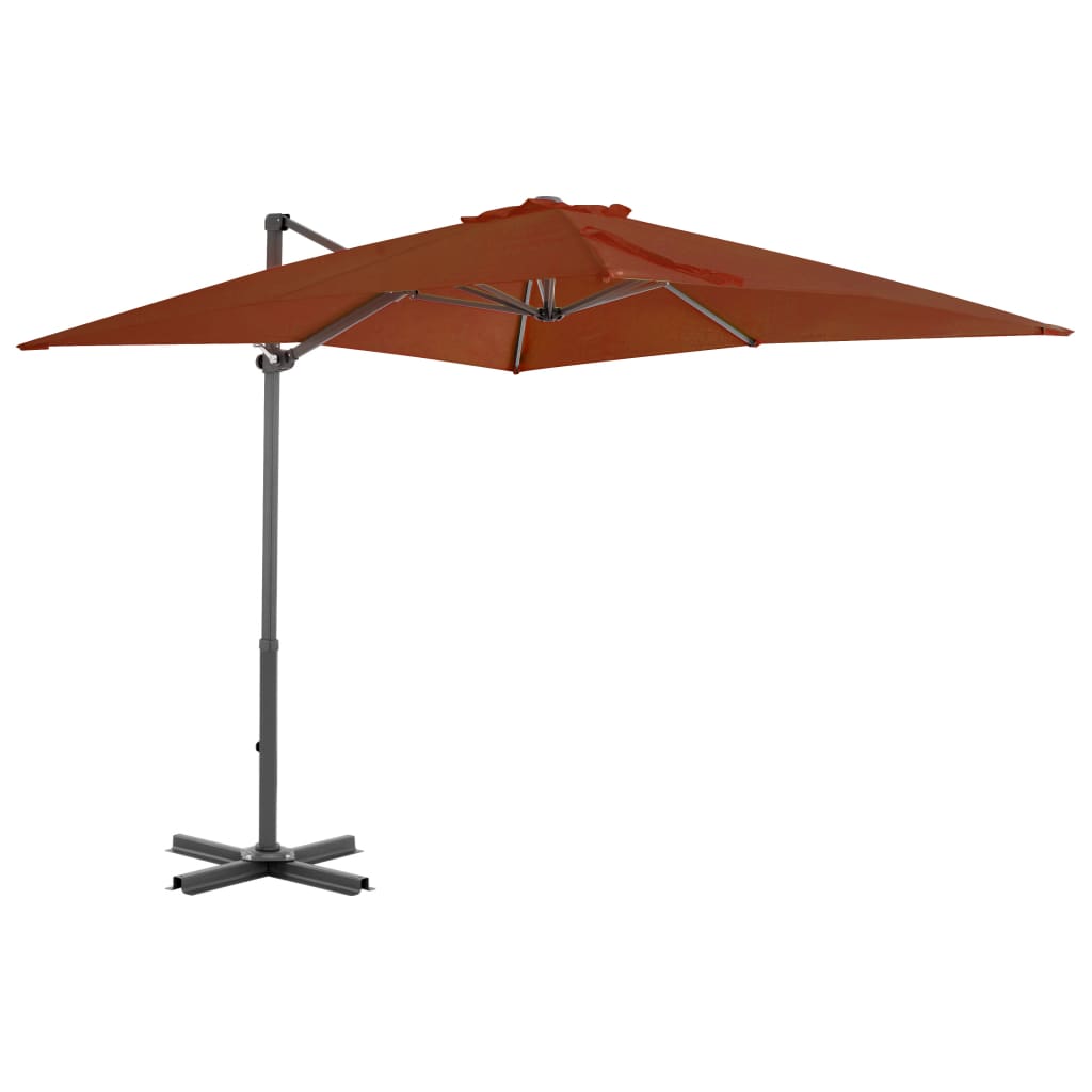 Gembinis sodo skėtis su aliuminio stulpu, terakota, 250x250cm