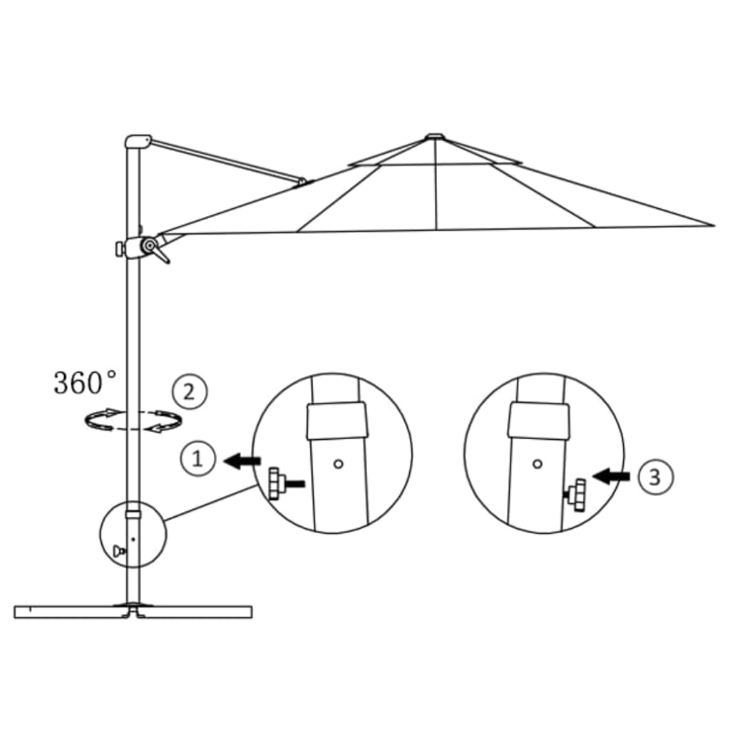 Gembinis sodo skėtis su aliuminio stulpu, terakota, 250x250cm