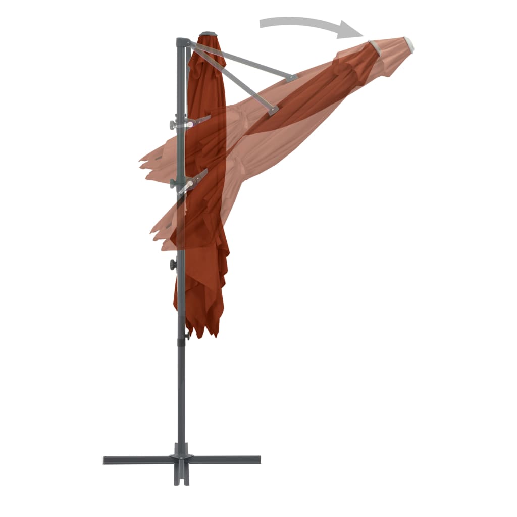 Gembinis sodo skėtis su plieniniu stulpu, terakota, 250x250cm