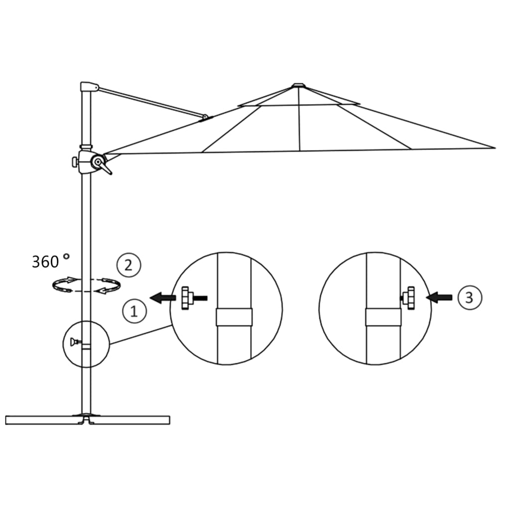 Gembinis sodo skėtis su plieniniu stulpu, terakota, 250x250cm