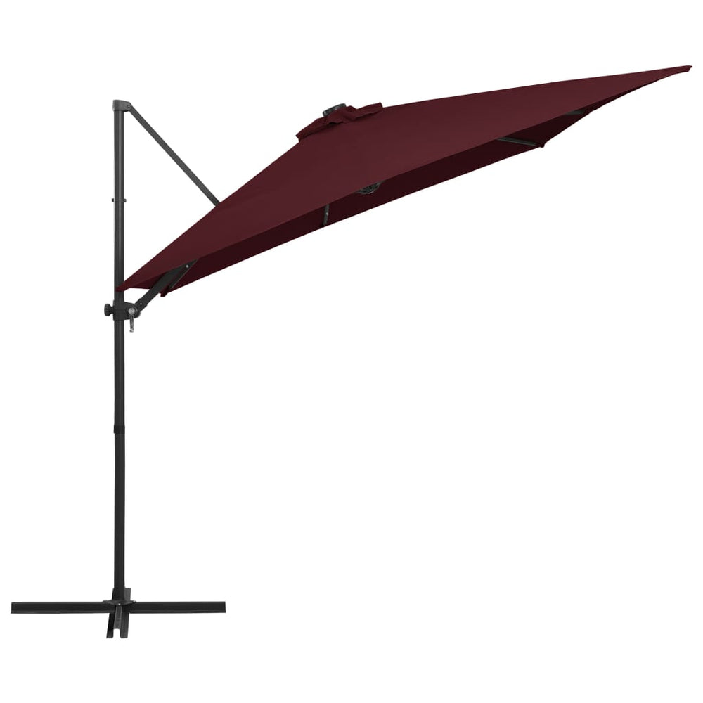 Gembinis sodo skėtis su LED lemputėmis, raudonas, 250x250cm