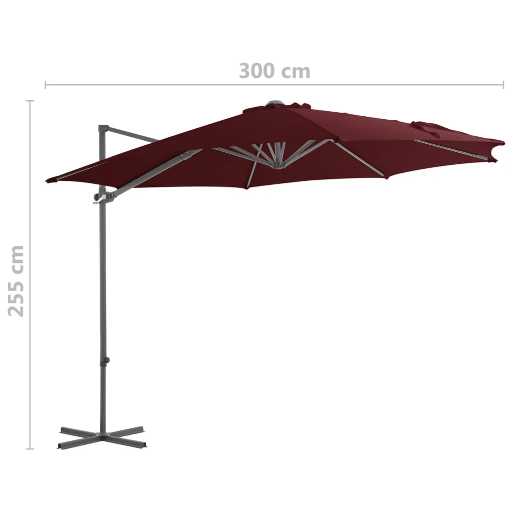 Gembinis sodo skėtis BRUNO, raudona, 300cm