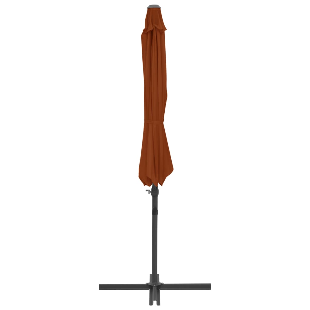 Gembinis sodo skėtis su plieniniu stulpu, terakota, 300cm