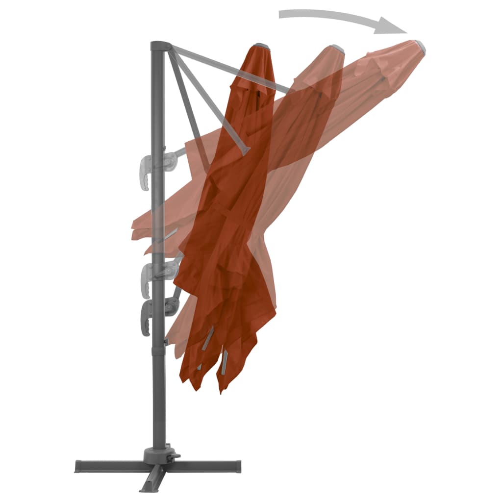 Gembinis sodo skėtis su aliuminio stulpu, terakota, 300x300cm