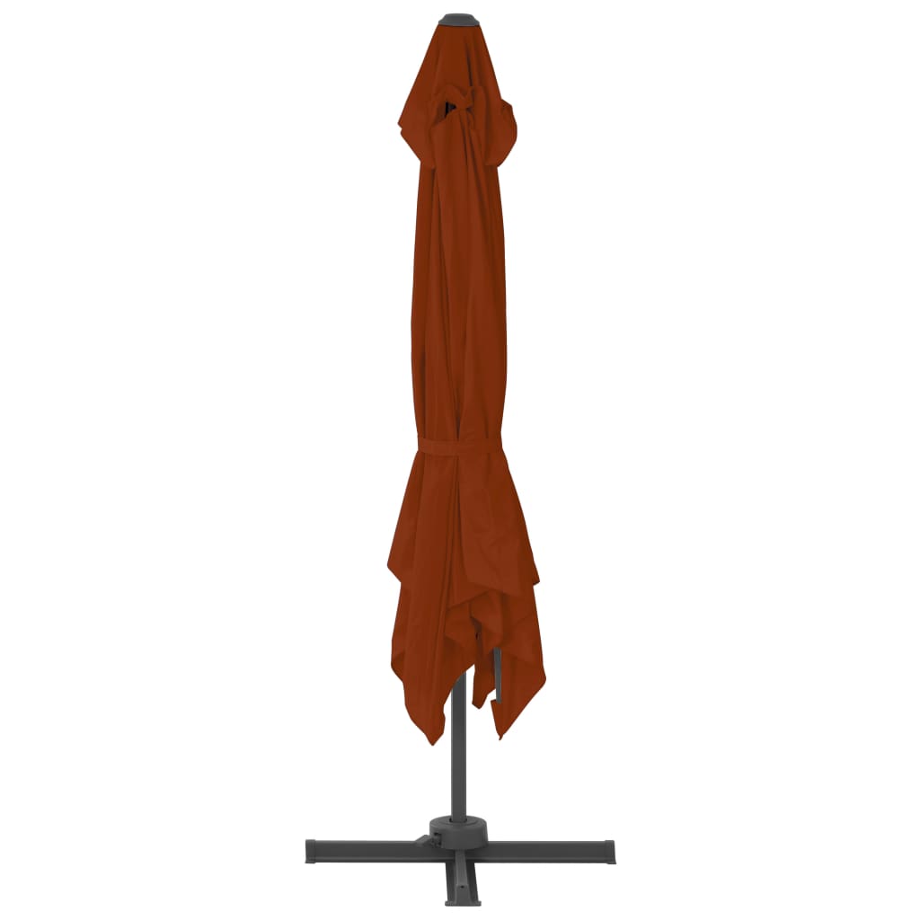 Gembinis sodo skėtis su aliuminio stulpu, terakota, 300x300cm