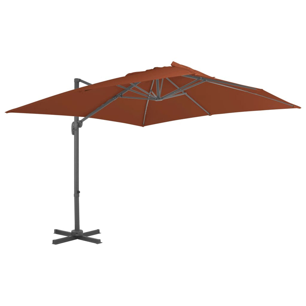 Cantilever garden umbrella with aluminium pole, terracotta, 400x300 cm