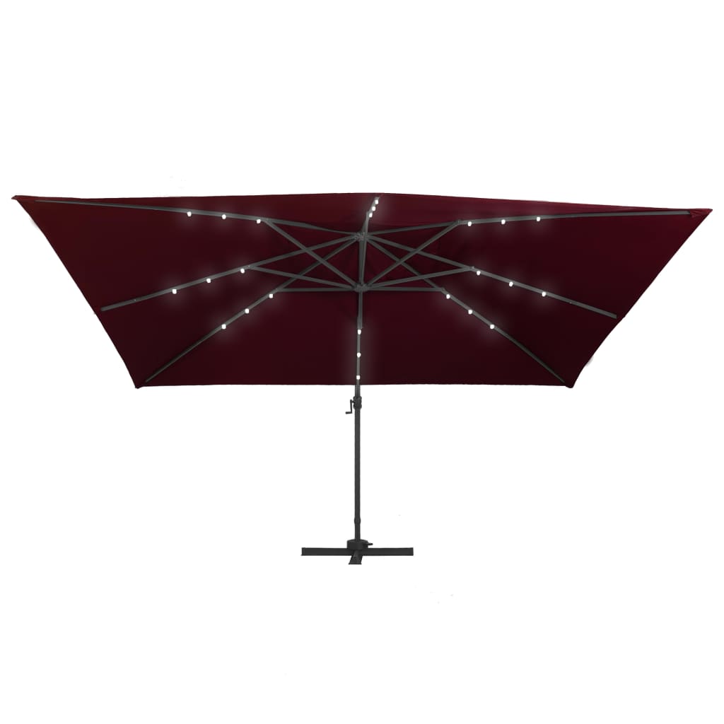 Gembinis sodo skėtis su LED lemputėmis, raudonas, 400x300cm