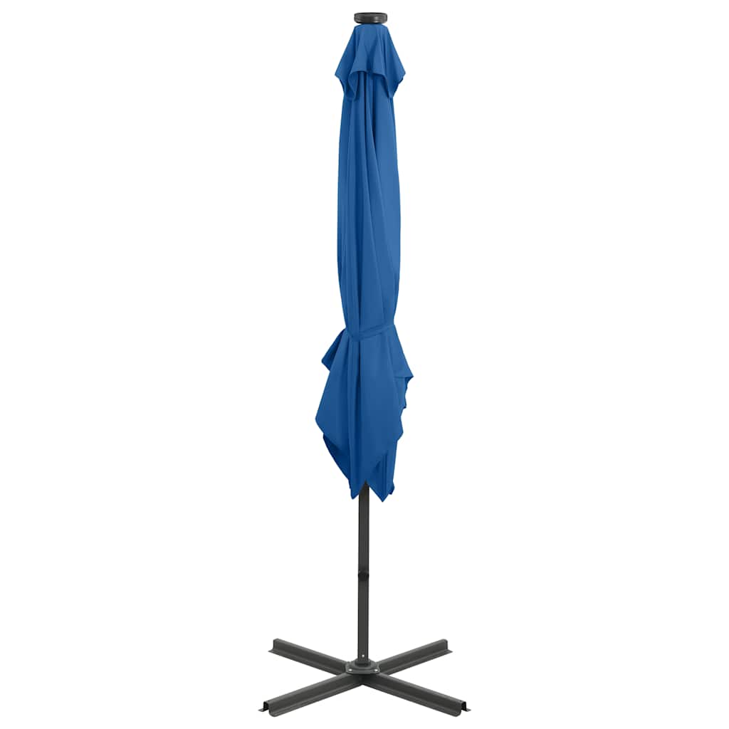 LED dārza saulessargs ar sviru BRETT, zils, 250x230cm