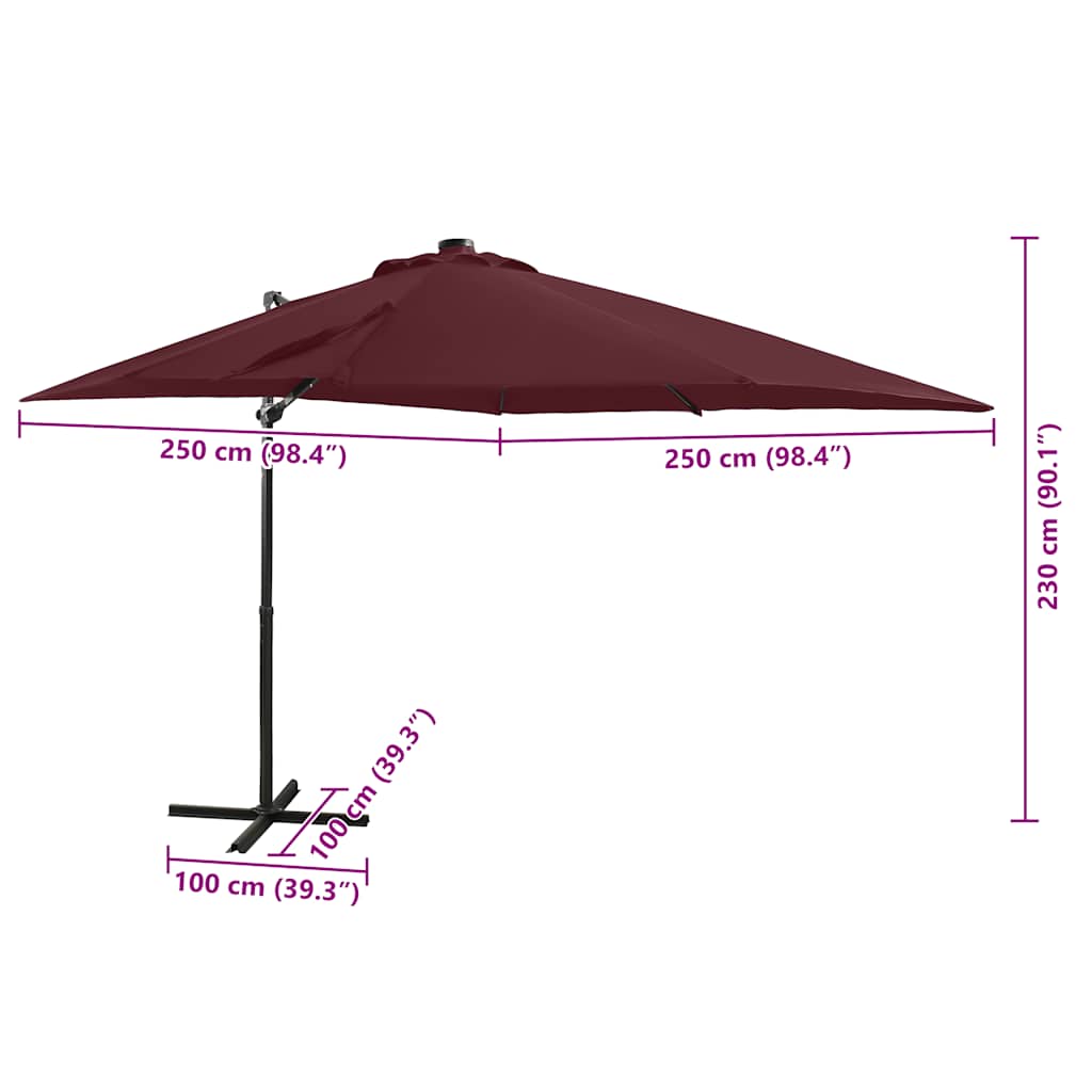 Gembinis LED sodo skėtis BURKE, raudona, 250cm