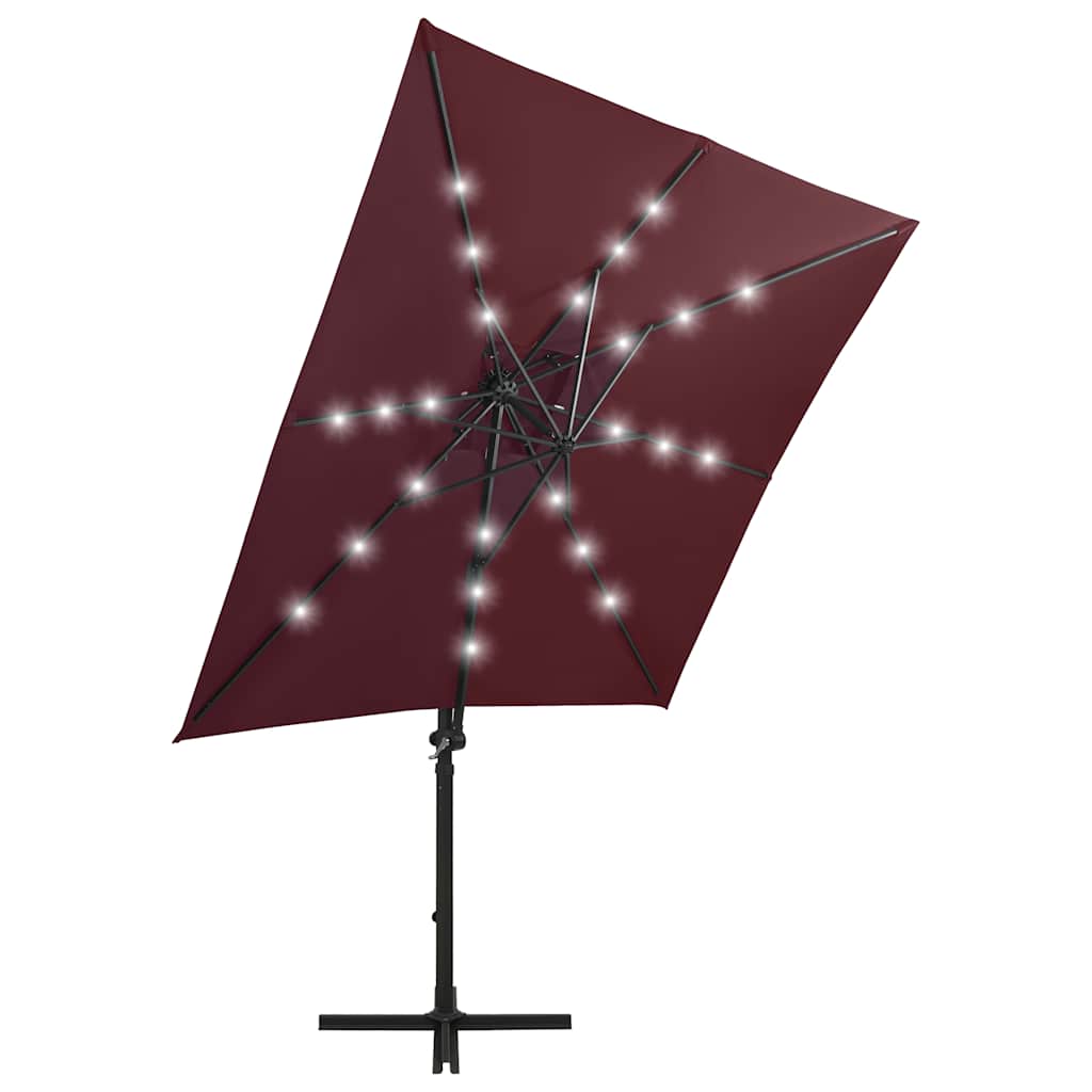 Gembinis LED sodo skėtis BRETT, raudona, 250x230cm
