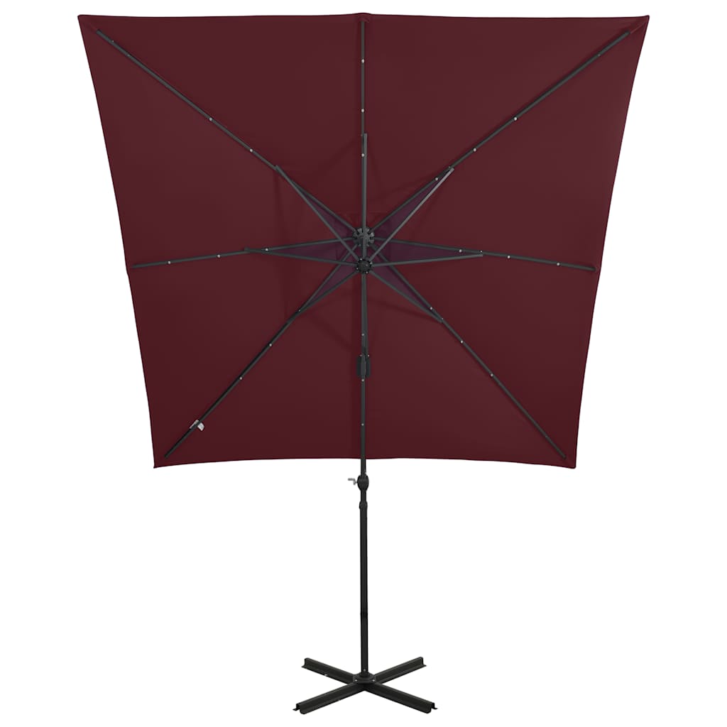 Gembinis LED sodo skėtis BRETT, raudona, 250x230cm