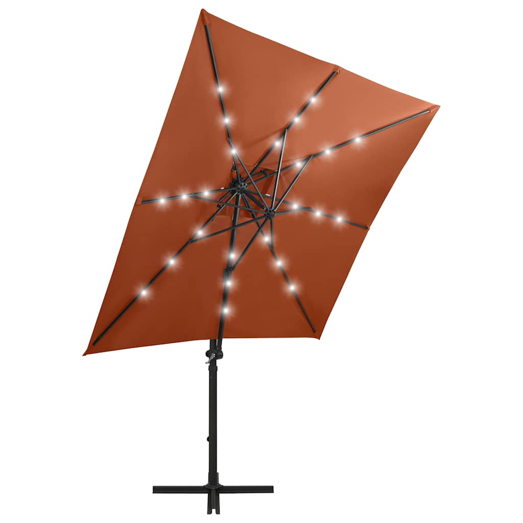 Gembinis LED sodo skėtis BRETT, terakotinė, 250x230cm