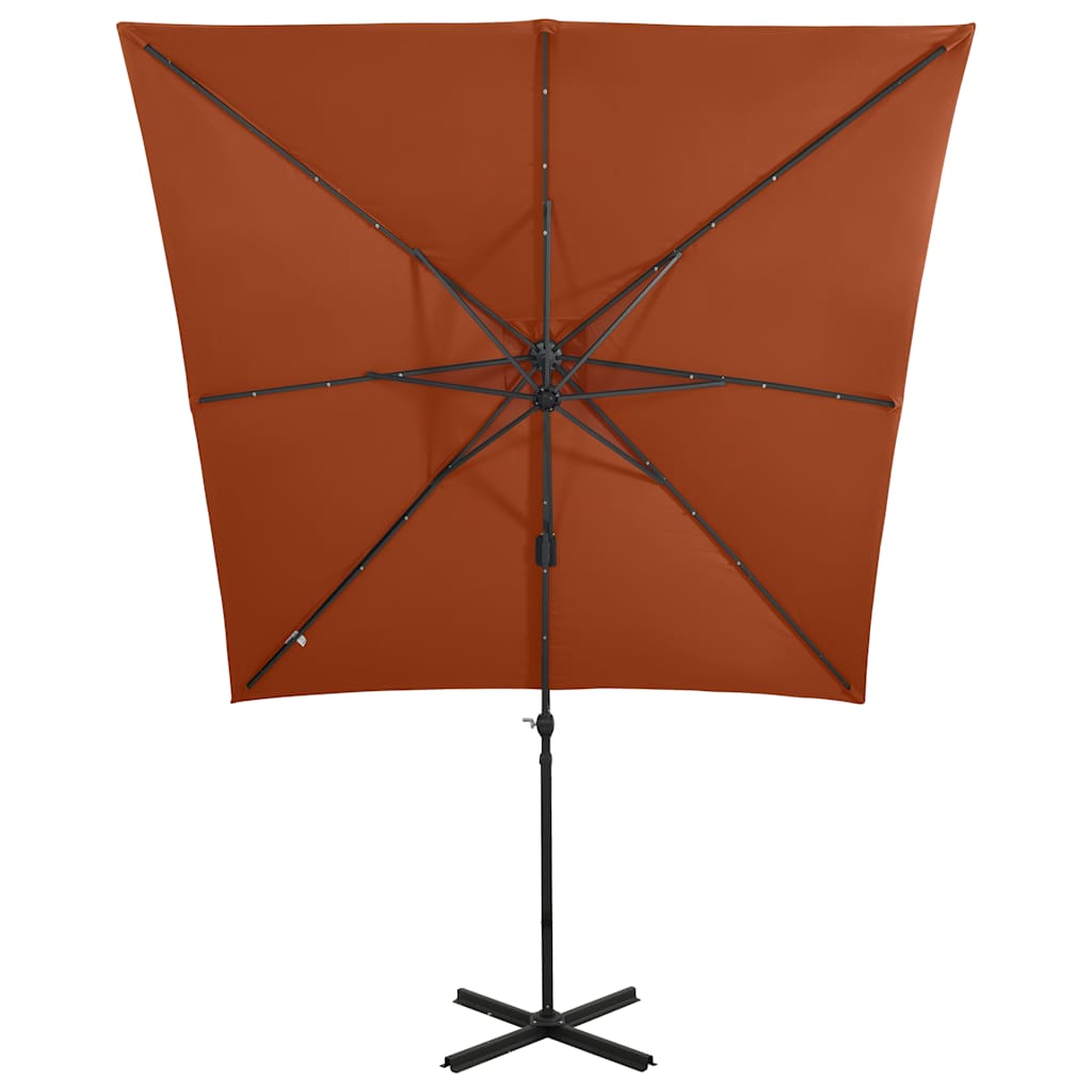Gembinis LED sodo skėtis BRETT, terakotinė, 250x230cm