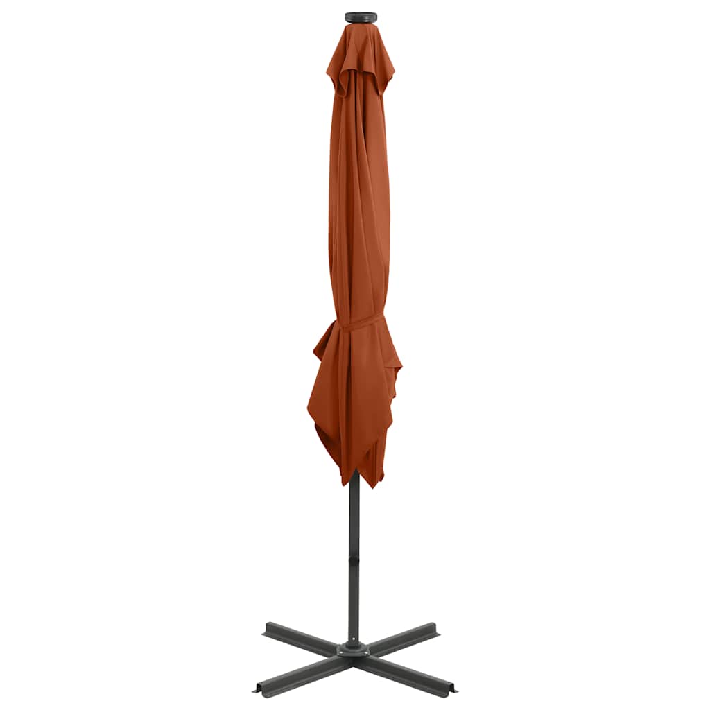 Gembinis LED sodo skėtis BRETT, terakotinė, 250x230cm