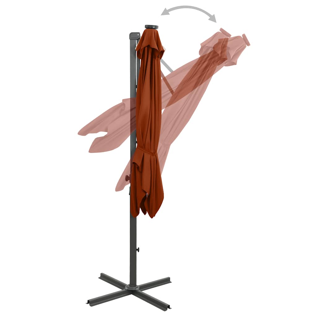 Gembinis LED sodo skėtis BRETT, terakotinė, 250x230cm