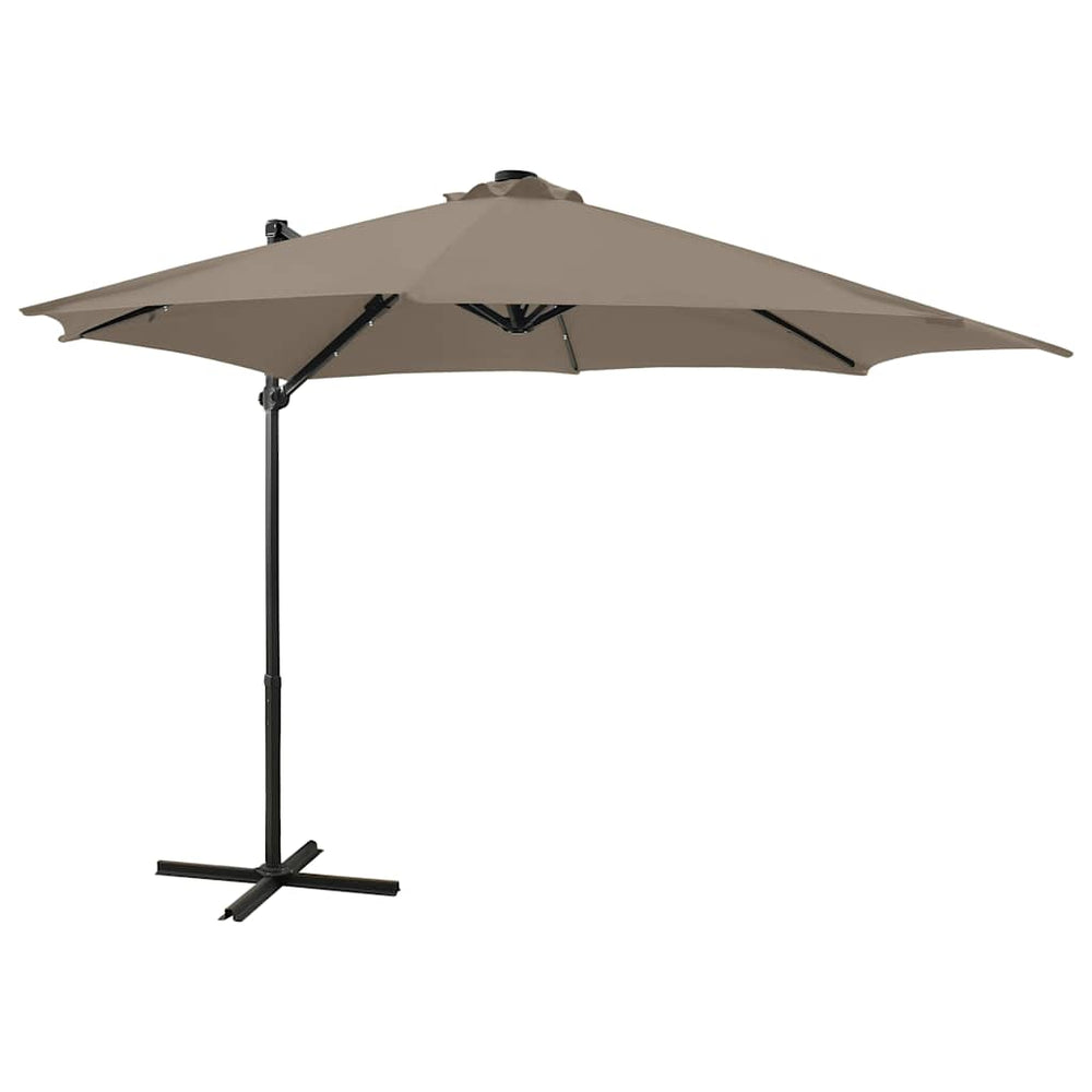 Gembinis skėtis su stulpu ir LED lemputėmis, taupe, 300cm