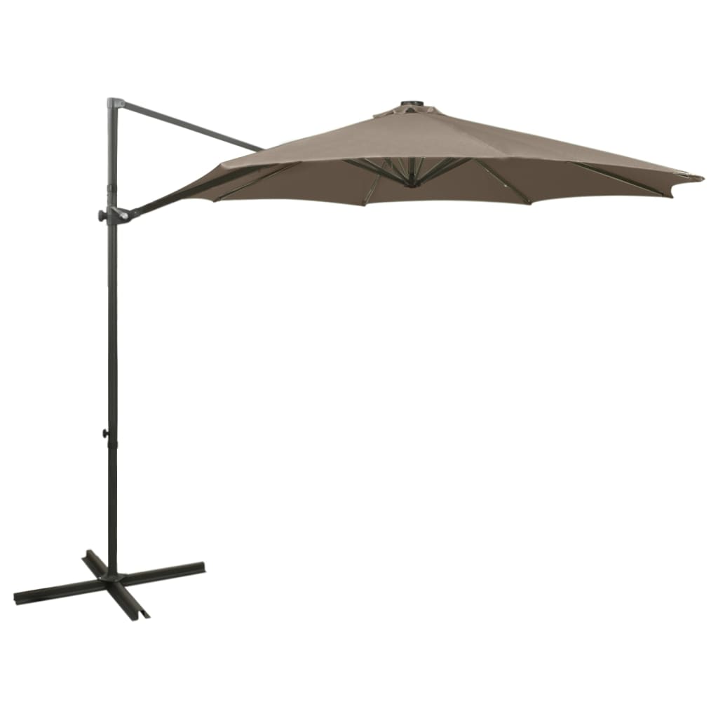 Gembinis LED sodo skėtis BRICE, taupe, 300x255cm
