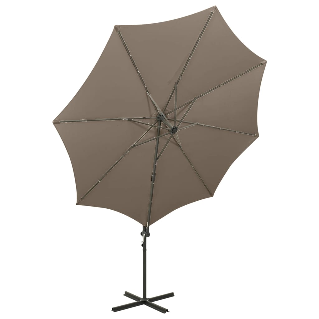 Gembinis LED sodo skėtis BRICE, taupe, 300x255cm