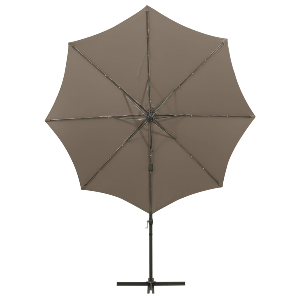 Gembinis LED sodo skėtis BRICE, taupe, 300x255cm