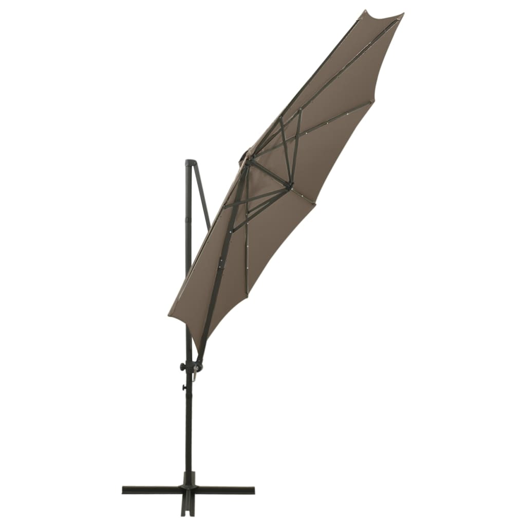 Gembinis LED sodo skėtis BRICE, taupe, 300x255cm