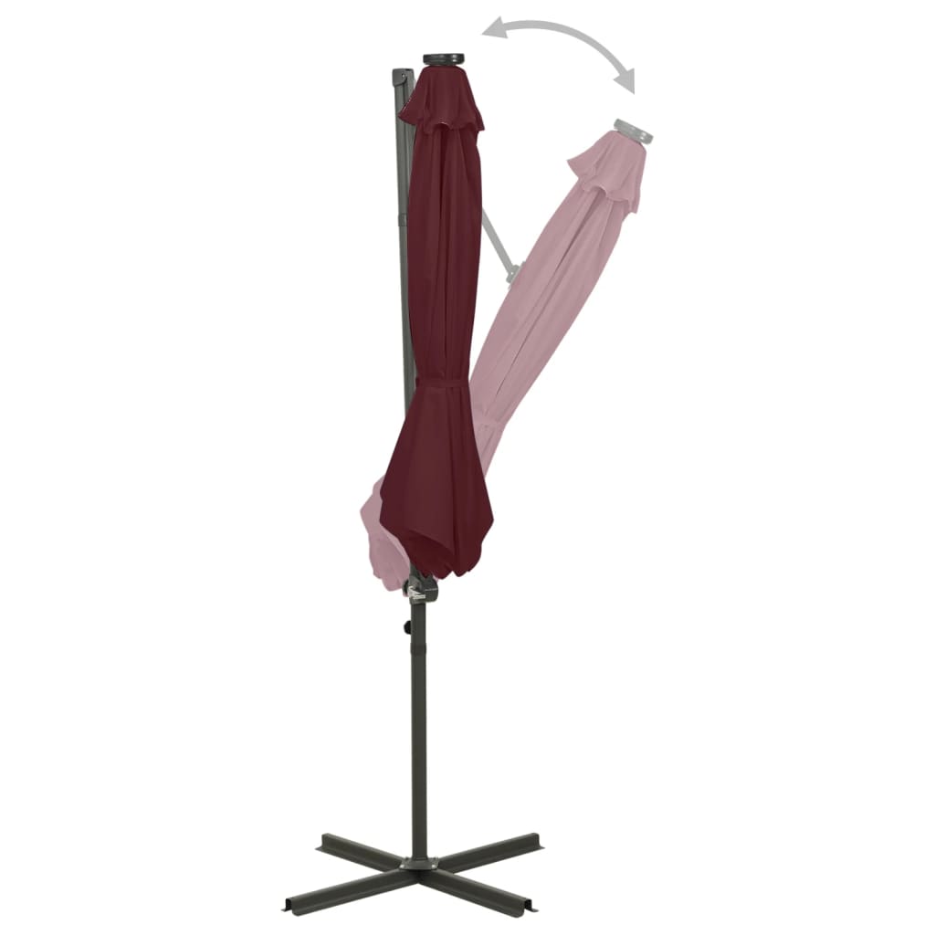 Gembinis LED sodo skėtis BRICE, raudona, 300x255cm