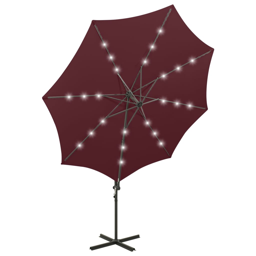 Gembinis LED sodo skėtis BRICE, raudona, 300x255cm